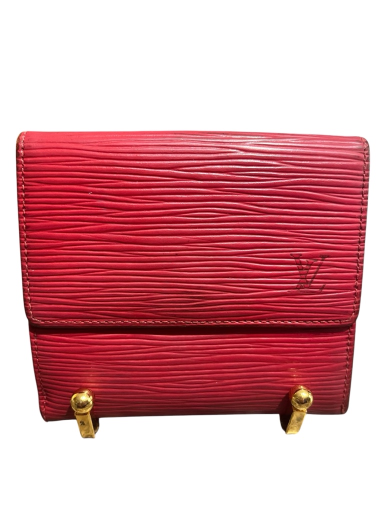 Louis Vuitton Red Epi Elise Trifold Wallet Authentic